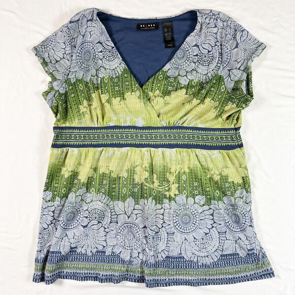 Vintage Y2K Axcess Babydoll Top XL Mesh Floral Boho Fairy Grunge Forest Feminine - Picture 3 of 8